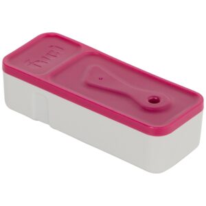 trudeau maison fuel go” snack box with dip compartment and spreading knife, 6.00 x 4.00 x 15.00 cm, pink