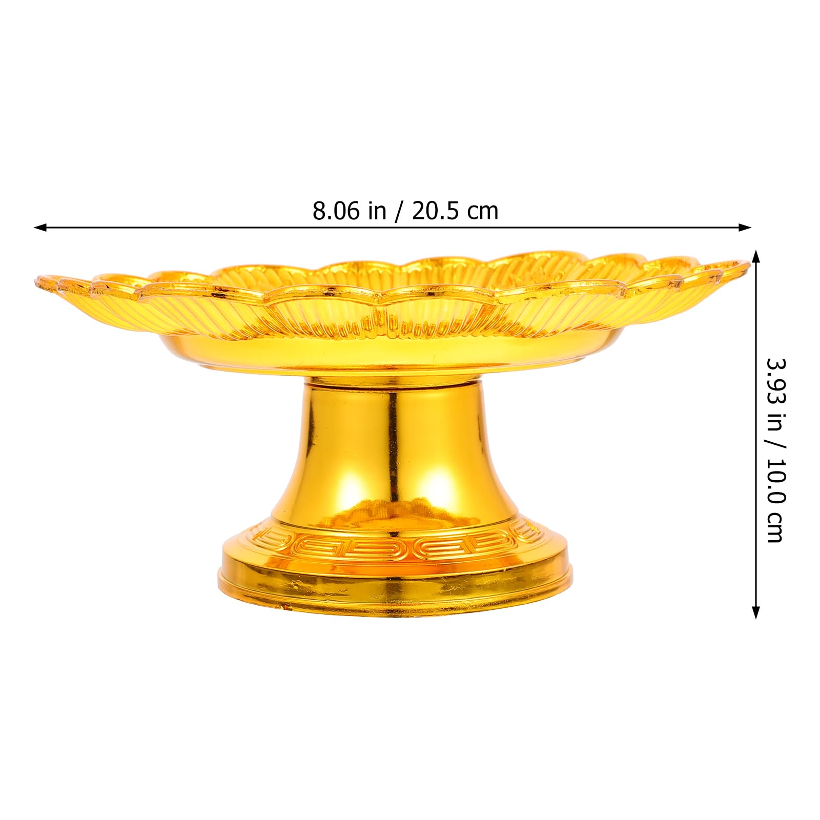 Buddha Altar Fruit Plate：2PCS Offering Plate Tribute Serving Trays - Offering Fruit Desserts and Snacks for Buddha Altar Temple - Gold (8 Inches)