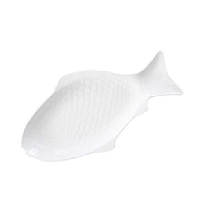 doitool 1pc fish shaped plate fish platter ceramic unique decorative serving snack storage platter for party wedding restaurants home (11 inches, white)