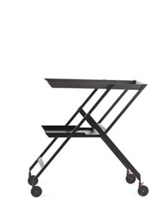 alessi rs11 b plico folding trolley in steel coloured with epoxy resin, black. shelves in polyurethane.