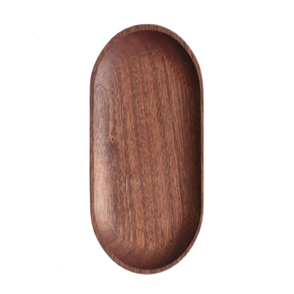 Wooden Oval Shaped Decorative Serving Tray Wood Dispaly Organizer for Appetizer Fruit Snack Tableware Jewelry Trinkets Towel, Small