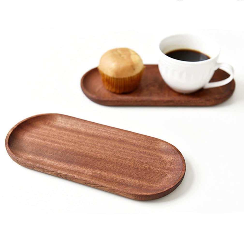 Wooden Oval Shaped Decorative Serving Tray Wood Dispaly Organizer for Appetizer Fruit Snack Tableware Jewelry Trinkets Towel, Small