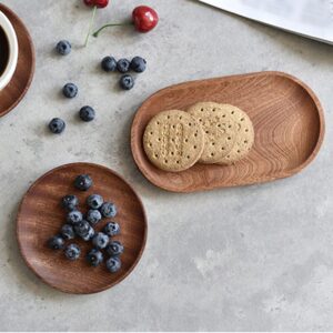 Wooden Oval Shaped Decorative Serving Tray Wood Dispaly Organizer for Appetizer Fruit Snack Tableware Jewelry Trinkets Towel, Small