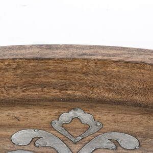 Medium 20.75-Inch Long Wood and Metal Heritage Collection Oval Tray