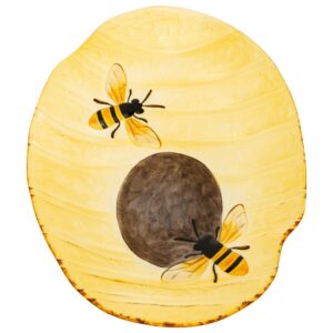 boston international serving platter everyday glass tableware, 12.5 x 9.5-inches, bee hive