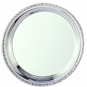 high polished stainless steel gadroon tray, cookie platter, 8" diameter