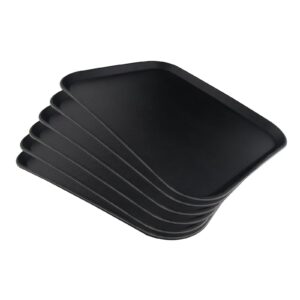 jiwins 6 pack fast food tray 16.3x12inch restaurant serving tray, non-slip serving trays, fiberglass, black