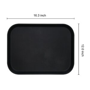 Jiwins 6 Pack Fast Food Tray 16.3x12inch Restaurant Serving Tray, Non-Slip Serving Trays, Fiberglass, Black