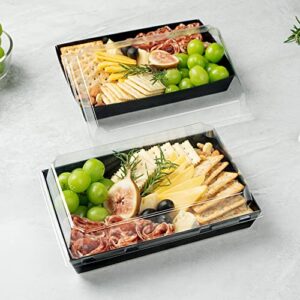 Restaurantware Matsuri Vision 9 x 6 x 1.5 Inch Large Sushi Trays 100 Greaseproof Sushi Packaging Boxes - Lids Sold Separately Disposable Black Paper Sushi Containers For Entrees Or Desserts