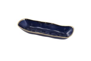 pampa bay sunset by the sea titanium-plated porcelain serving tray for bread, crackers, asparagus, cookies, 13.5 x 4.5 x 3.5in