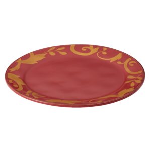 rachael ray dinnerware gold scroll 12.5-inch round platter, cranberry red