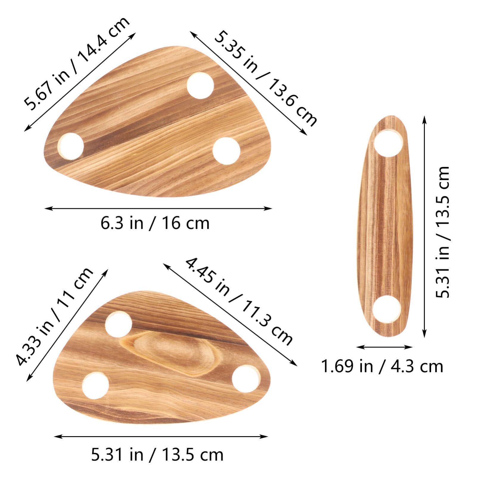 Hemoton 3Pcs Rectangular Wooden Serving Tray Set with Wine Bottle Topper, Cheese Plates and Jewelry Tray