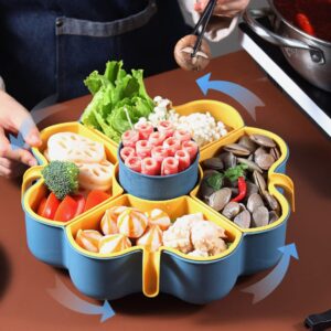 Cabilock Divided Serving Dishes Food Storage Organizer Kitchen Side Dishes Divided Vegetable Tray Snack Tray Stackable Fruit Serving Tray Hot Pot Dish Dry Food Box Tray Yellow Veggie Trays