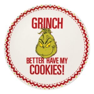 department 56 dr. seuss the grinch better have my cookies dinner plate dessert platter, 11.25 inch, multicolor