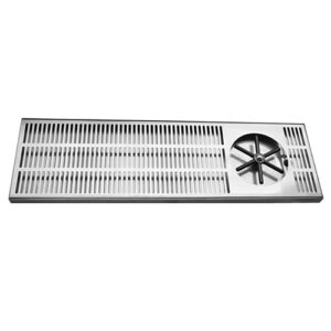 krome 45″ x 7″ side spray glass rinser drip tray – brushed stainless – with drain - c463.ss