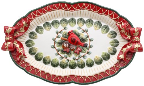 Cosmos Evergreen Holiday Cardinal Platter