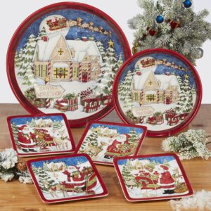 Certified International Santa's Workshop Oval Serving Platter, 16" X 12", Multicolor, Large