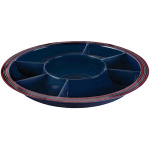 amscan red & blue patriotic deluxe melamine chip & dip tray - 15" (1 pc) | durable plastic tableware - perfect for parties & events