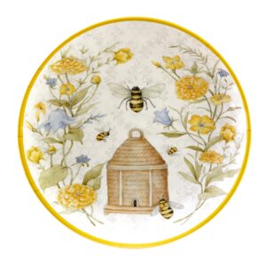 certified international bee sweet melamine round platter 14-inch diameter multicolor