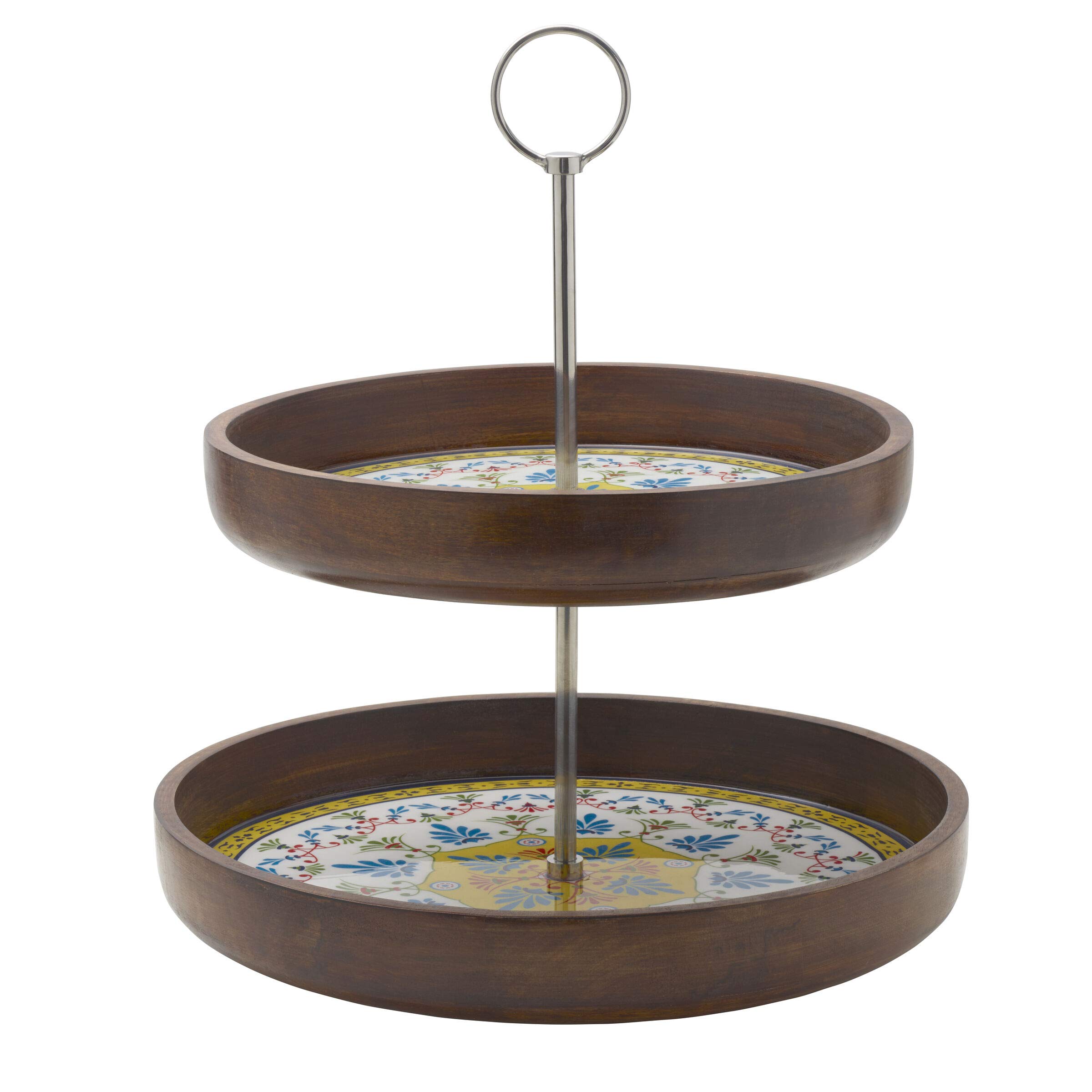 Gourmet Basics by Mikasa Vella 2-Tier Round Tray, Multicolored