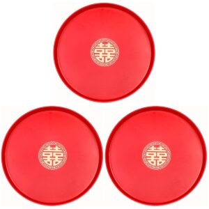 tofficu 3 pcs wedding tray cupcake toppers red wedding plates decoraciones para salas de casa new year party plate red candy serving tray food decor chic storage plate salad plate dessert