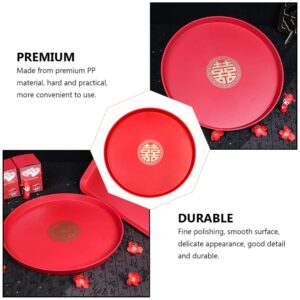 Tofficu 3 Pcs Wedding Tray Cupcake Toppers Red Wedding Plates Decoraciones para Salas De Casa New Year Party Plate Red Candy Serving Tray Food Decor Chic Storage Plate Salad Plate Dessert