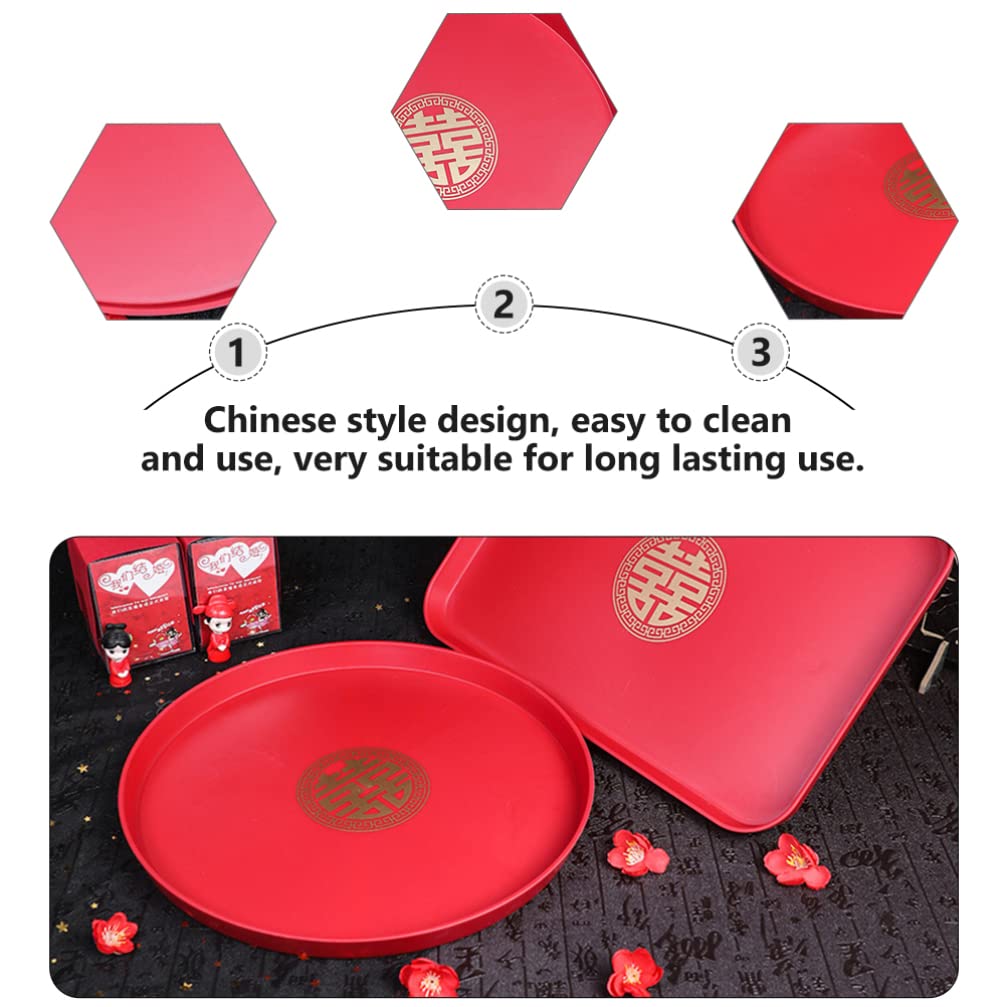 Tofficu 3 Pcs Wedding Tray Cupcake Toppers Red Wedding Plates Decoraciones para Salas De Casa New Year Party Plate Red Candy Serving Tray Food Decor Chic Storage Plate Salad Plate Dessert