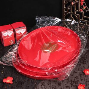 Tofficu 3 Pcs Wedding Tray Cupcake Toppers Red Wedding Plates Decoraciones para Salas De Casa New Year Party Plate Red Candy Serving Tray Food Decor Chic Storage Plate Salad Plate Dessert