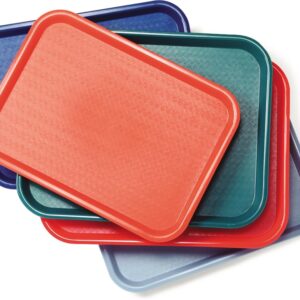 Carlisle FoodService Products Cafe Fast Food Cafeteria Tray with Patterned Surface for Cafeterias, Fast Food, And Dining Room, Plastic, 16.31 X 12.06 X 0.7 Inches, Gray, (Pack of 24)