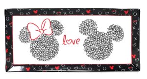 love & kisses mickey & minnie heavy porcelain serving tray - 6.75 inches x 14 inches