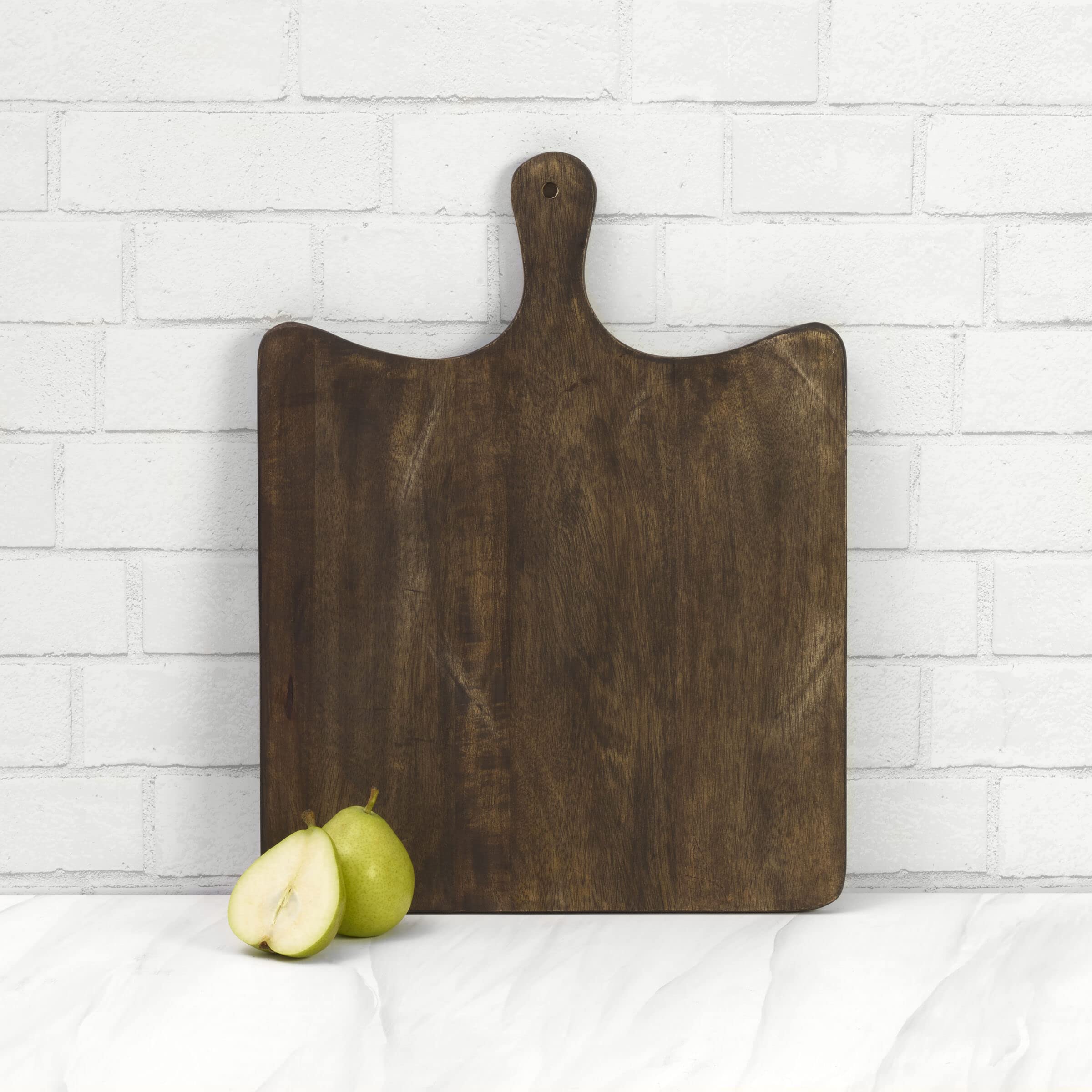 Fitz and Floyd Austin Craft Maryn Mango Wood Paddle Cheese Charcuterie Serving Board, 18-Inch, Espresso