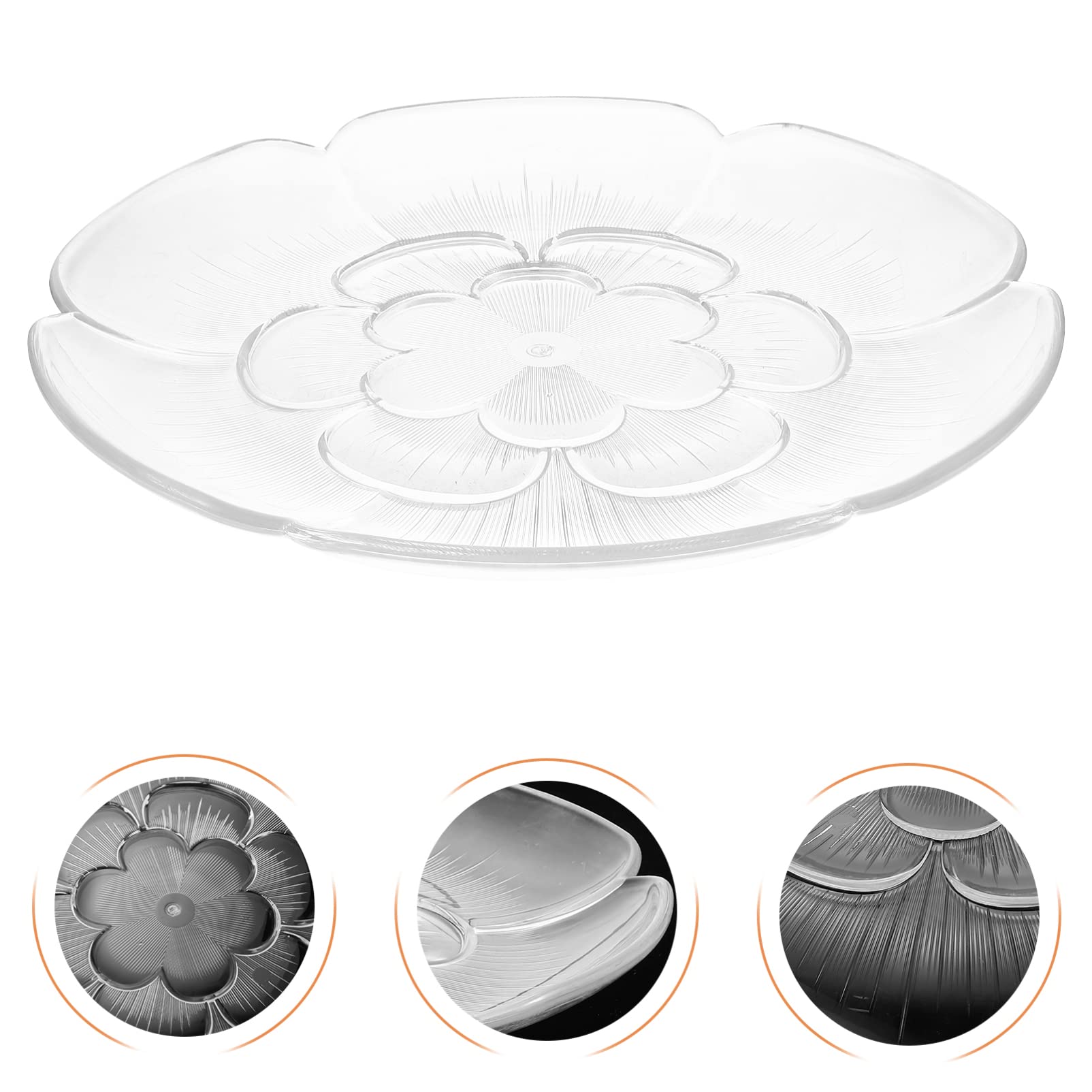 Zerodeko Glass Fruit Bowl Clear Plate Dry Fruit Plate Glass Plate Appetizer Serving Tray Crystal Fruit Serving Platter Candy Dish Desserts Snacks Nut Holder 30cm Dessert Trays