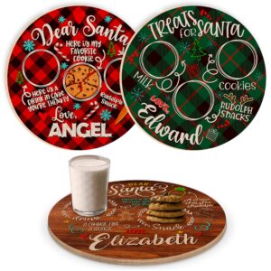 personalized santa claus wood tray gift - customized christmas eve wooden santa treat serving plate