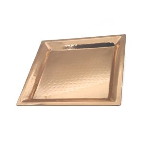 REPLICARTZUS Large Copper Plated Serving Trays Set of 2 12x12 9x9 Inch Platters - Appetizer Tray - Chrome Platters Pack of 2