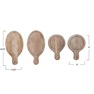 Creative Co-Op Mini Wood Serving Boards with Handles, Set of 4, 2 Styles