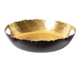 godinger stainless steel black and gold hammered tray, 13x13