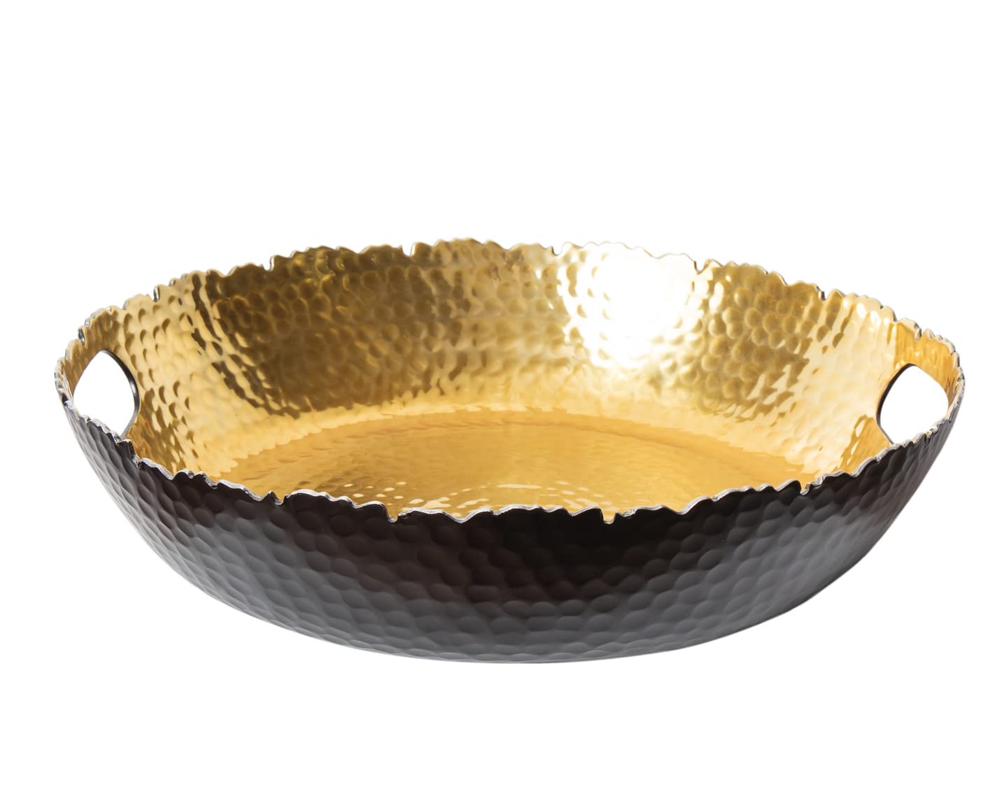 Godinger Stainless Steel Black and Gold Hammered Tray, 13X13