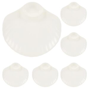 upkoch movie night snack trays 6pcs shell dumpling plates with sauce holder plastic sushi plates serving platter tray french fries plate with sauce divider for home kitchen (white) serving dishes
