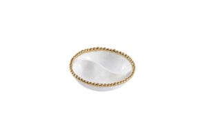 pampa bay titanium-plated porcelain golden salerno mini 2-section platter, 5.5 x 1.5in