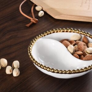 Pampa Bay Titanium-Plated Porcelain Golden Salerno Mini 2-Section Platter, 5.5 x 1.5in