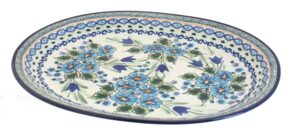 blue rose polish pottery ballina large serving platter