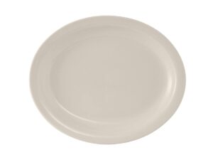 tuxton china oval platters, tnr-013, 11-1/2" x 9-1/8", narrow rim, microwave & dishwasher safe, oven proof, fully vitrified, ceramic, nevada, american white/eggshell, (case of 12)