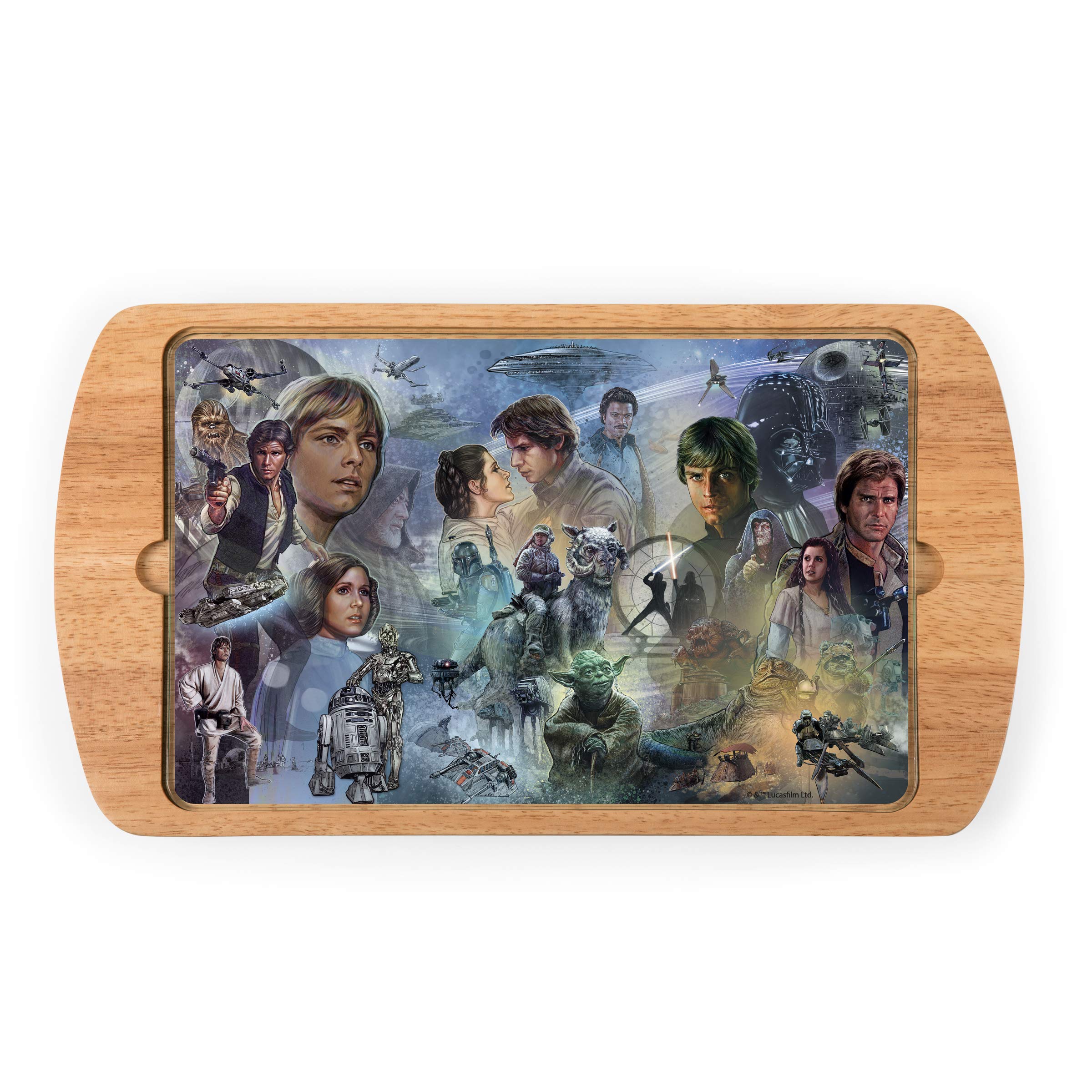 PICNIC TIME Star Wars Billboard Glass Top Cheese Board, Serving Platter, Cheese Boards Charcuterie Boards, (Parawood)