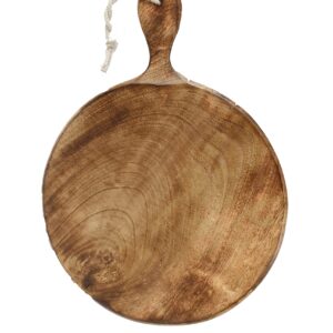 Father's Day Gifts Wooden Round Chopping Board with Handle & Rope for Hanging, Pizza Serving Tray Party Serving Platter | 12 Inch Dia