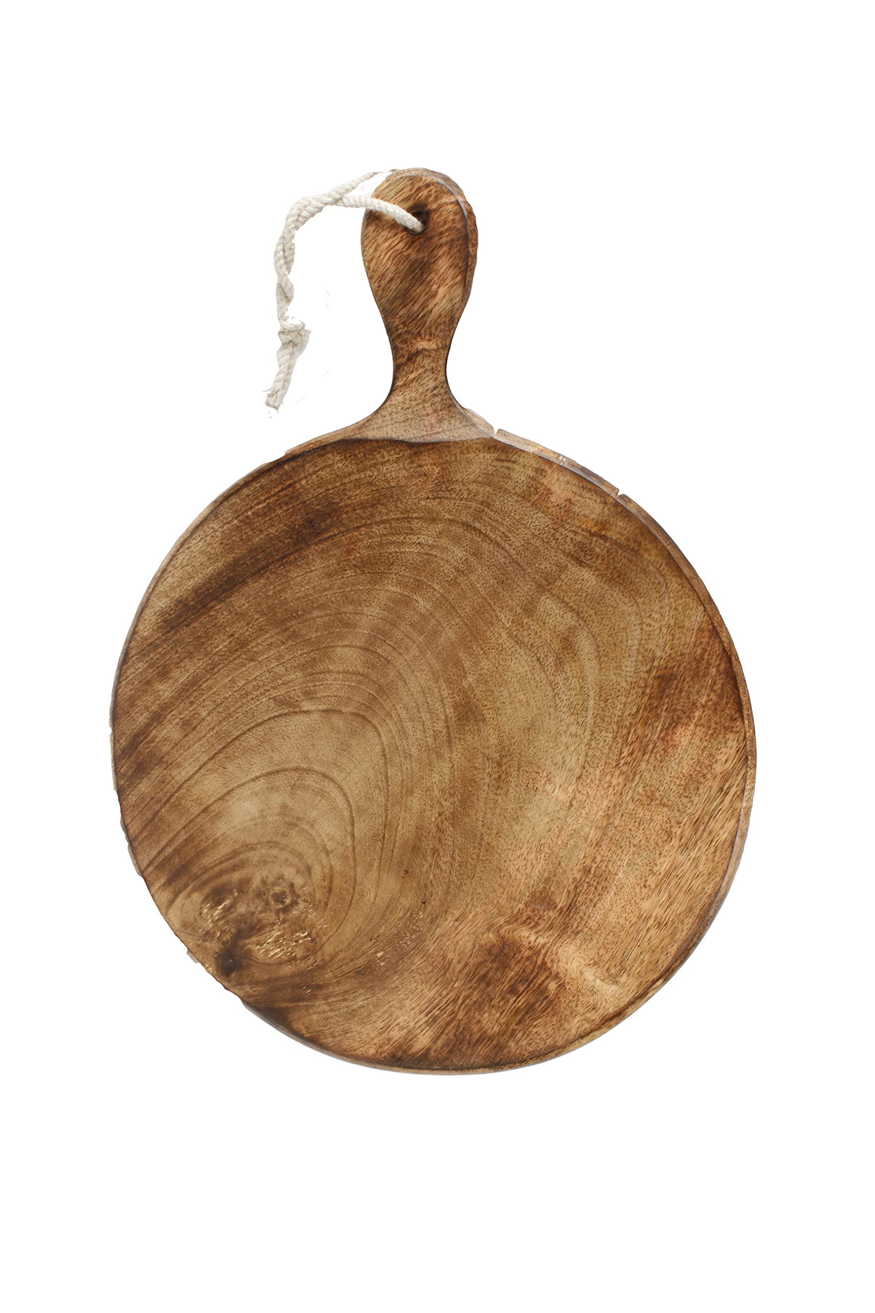 Father's Day Gifts Wooden Round Chopping Board with Handle & Rope for Hanging, Pizza Serving Tray Party Serving Platter | 12 Inch Dia