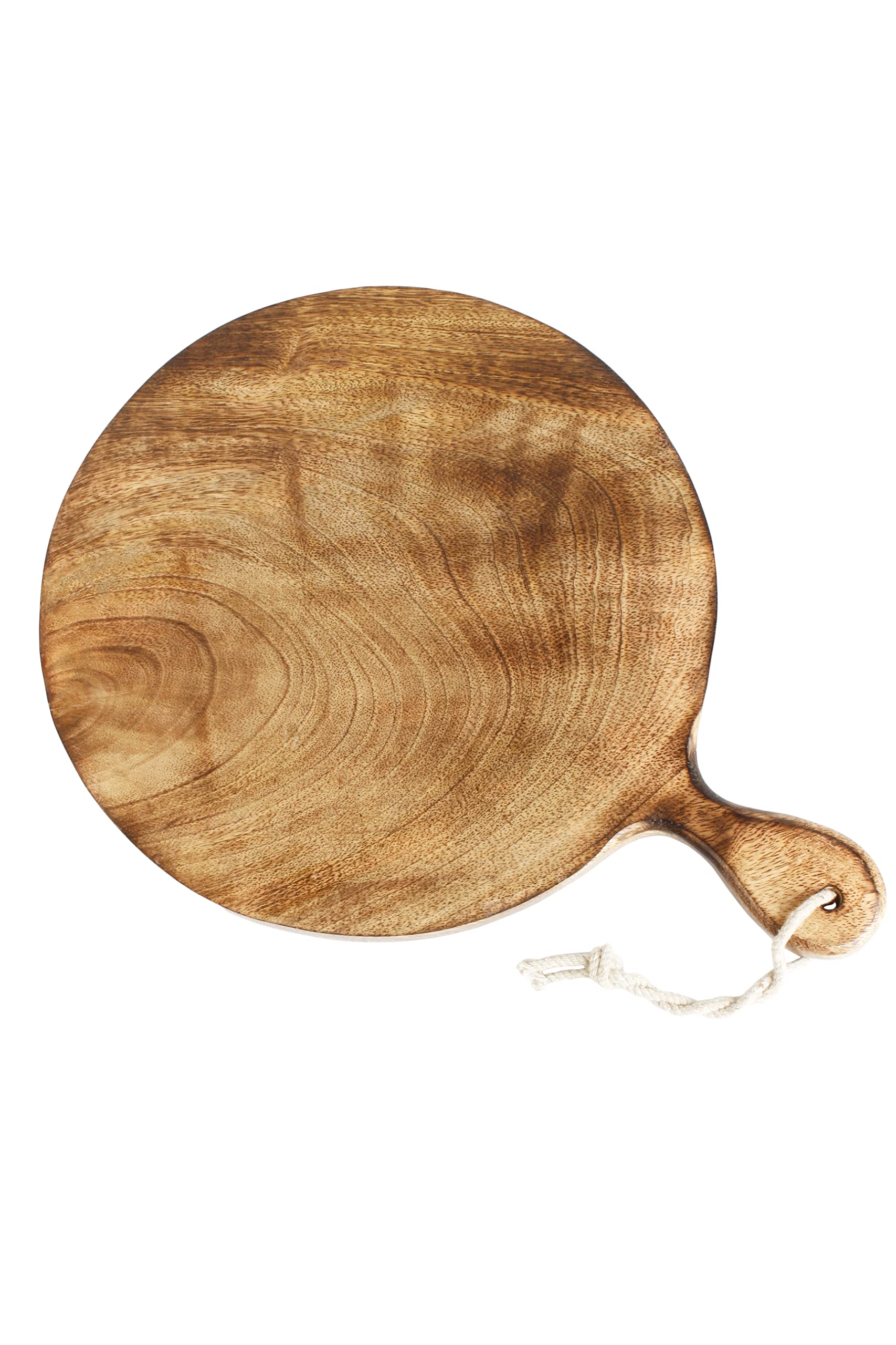 Father's Day Gifts Wooden Round Chopping Board with Handle & Rope for Hanging, Pizza Serving Tray Party Serving Platter | 12 Inch Dia