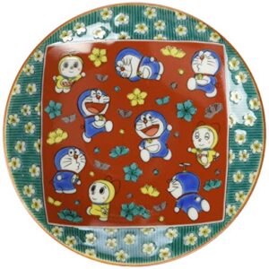 金正陶器(kaneshotouki) doraemon 008146 kutani ware small plate, wooden rice style, plum flowers, made in japan
