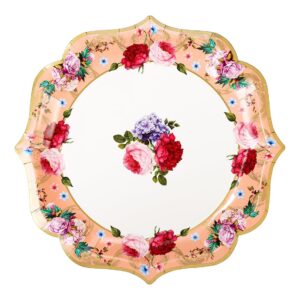 truly scrumptious pack of 4 floral serving platters | vintage afternoon tea party tableware, recyclable | for birthday, baby shower, bridal shower, mother's day