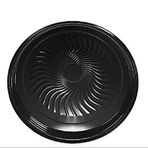 Heavy Duty, Recyclable Serving Tray with High Dome Lid, Black Plastic Party Platters Clear Lids. Elegant Round Banquet or Catering Trays for Serving Appetizers, Sandwich and Veggie Plates, 12” Round