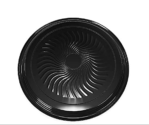Heavy Duty, Recyclable Serving Tray with High Dome Lid, Black Plastic Party Platters Clear Lids. Elegant Round Banquet or Catering Trays for Serving Appetizers, Sandwich and Veggie Plates, 12” Round